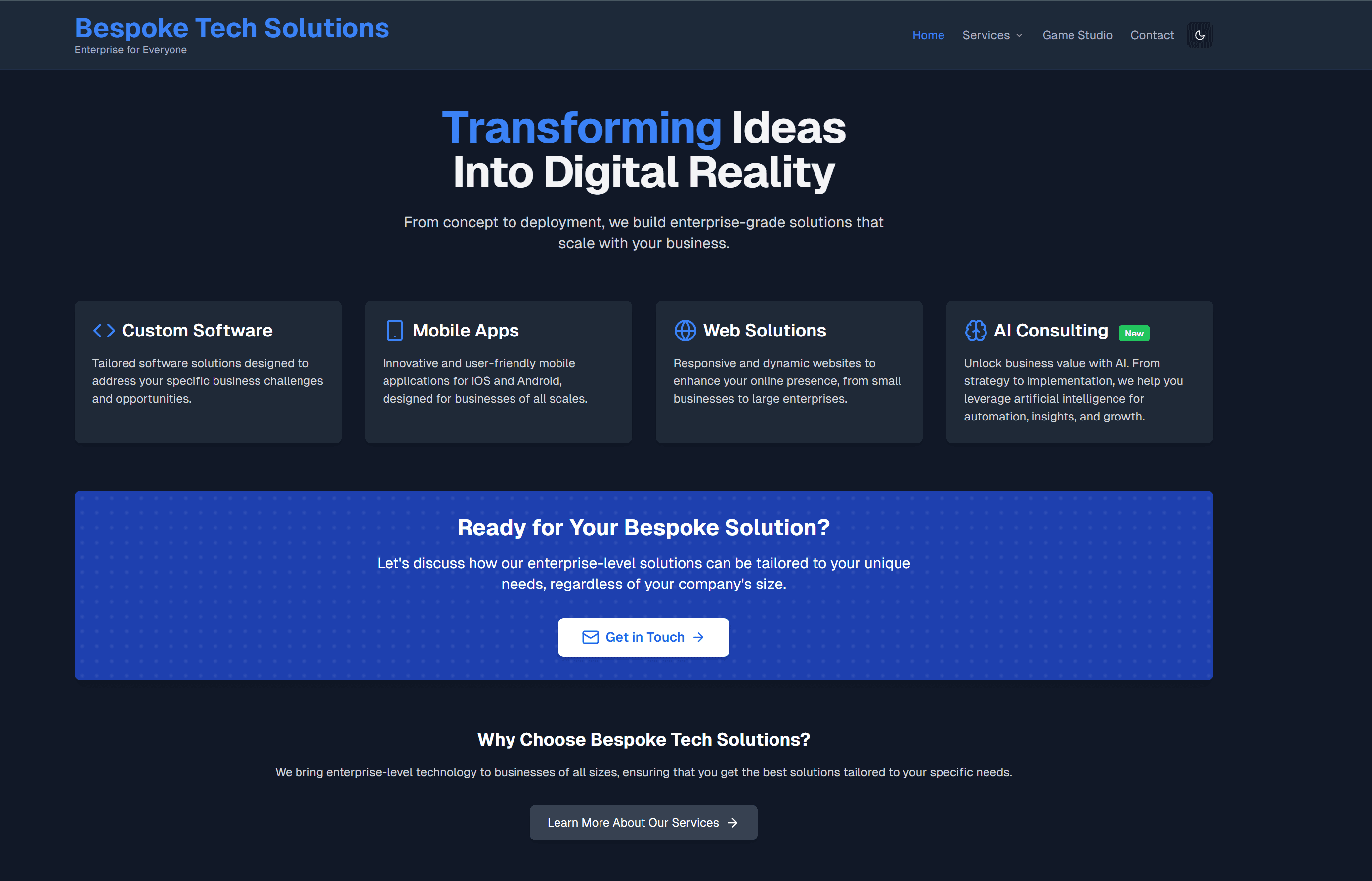 Bespoke Tech Solutions screenshot